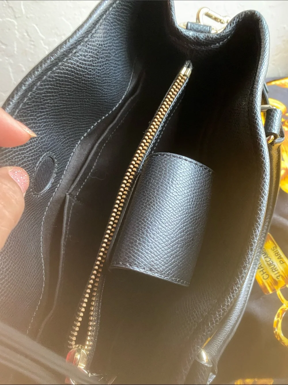 Coach Black Leather Satchel with Gold Accents